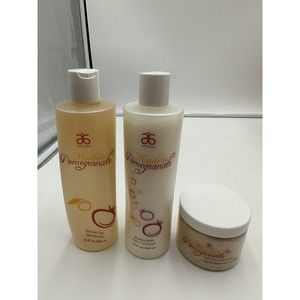 3 Arbonne Mandarin Pomegranate Shower Gel & Bubble Bath & Salt 12 fl Oz Sealed
